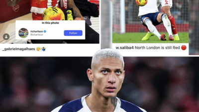 ‘손흥민 떠나고 동네북 신세’...히샬리송, 1-4 대패 후 아스널 선수들에게 ‘조롱’ 당했다