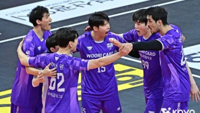 '박철우 감독대행 데뷔전 승리' 알리 없는데 0:2→3:2 대역전극이라니... 우리카드 4연패 탈출, OK 홈 7연승 막았다 [MD부산]