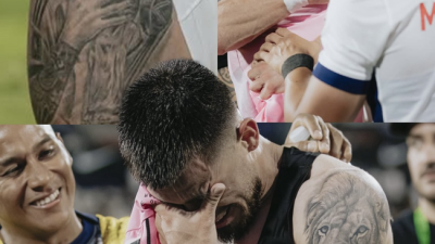 ‘메시가 유니폼 교환해 주다니…’ 눈물 펑펑 오열, 몸에 메시 문신 새기고 ‘평생소원 성취’