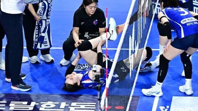 여자배구 IBK기업은행 킨켈라, 발목 부상…전력 이탈 우려