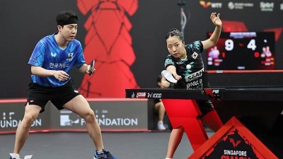 탁구 혼복 세계랭킹 1위 임종훈-신유빈, 싱가포르 스매시 준우승
