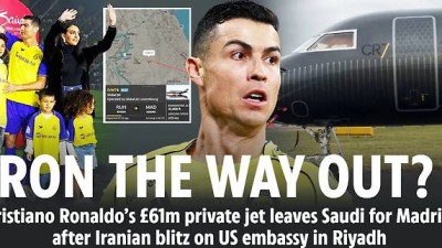 호날두 美 대사관 폭격 사우디 대탈출? 1200억 호화 전용기 스페인 도착…축구 '올스톱', 탑승 여부는 불분명