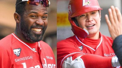 첫 홈런 쳤는데 갑자기 웰컴 투 SSG...에레디아 장난에 김재환도 웃었다 [광주 현장]