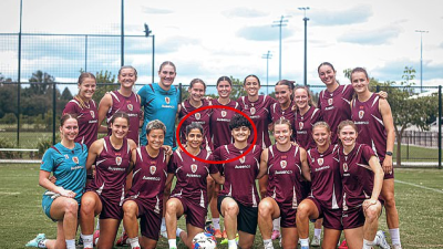 '이란 탈출→호주 망명' 女 축구선수 2명, 히잡 벗어던지고 '행복축구'…A리그 브리즈번과 합동훈련