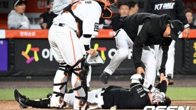 '악!' 허경민 얼굴에 146km/h 패스트볼 직격…엄상백 헤드샷 퇴장 조치 [오!쎈 대전]
