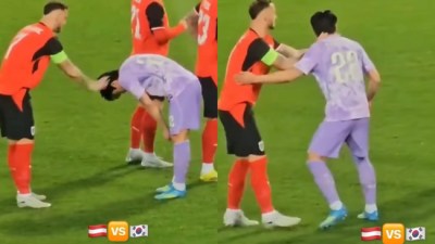 뒤통수 퍽퍽! 목 조르기! 오스트리아전 상대 선수, 설영우에 왜 그랬나...알고 보니 '소속팀 동료 재회'