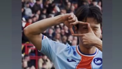 '교체 투입 6분 만에 극적 동점 골' 엄지성, 손흥민의 찰칵 세리머니로 자축