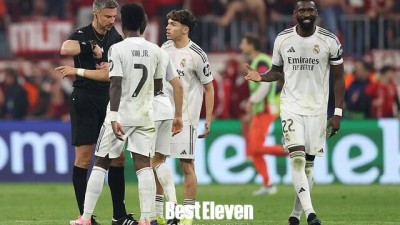 말이 안 된다 레알 마드리드 격분… 뮌헨전 패배 후 심판에게 집단 항의, 멀티골 귈러도 심판에게 대들다 퇴장