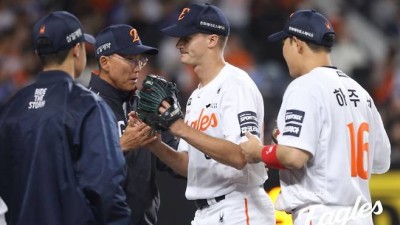 '한화 임시 마무리' 쿠싱, 5점 지고 있는데 갑자기 등판?…17일 우천취소 고려했을까 [대전 현장]