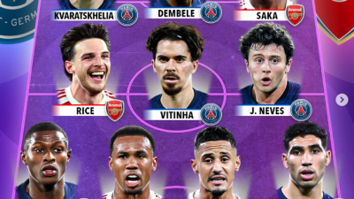 ‘UCL 결승’ PSG-아스널, 통합 베스트11...이강인은 ‘세컨드’ 라인업에도 없다