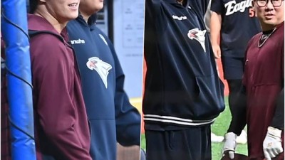 '괴물'뜨자 버선발로 달려온 안우진, 미소로 맞이한 안치홍…류현진 선발 등판 앞두고 '훈훈'[고척 현장]