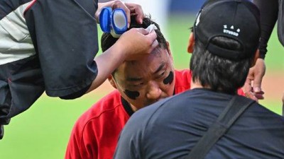 안타 치고 피 흘렸다…KIA 김태군, 머리 출혈에 모두 ‘철렁’ [오!쎈 대구]