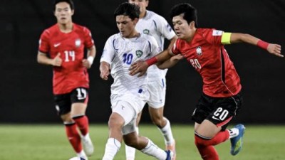 '한·일전 불발 아깝다!' 韓, 우즈베크에 2-2 무승부→승부차기 3-5 패배…U-17 아시안컵 4강행 무산