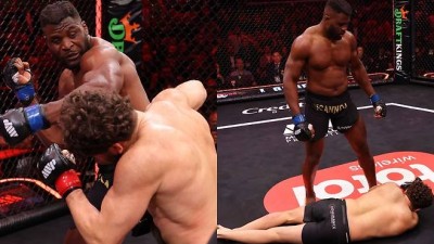 '맞자마자 바로 실신' 은가누, MMA 복귀전서 '왼손 한 방'으로 상대 끝냈다…1라운드 4분 31초만에 KO→헤비급 괴물의 귀환