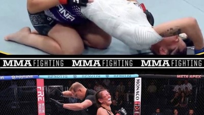 “때리던 선수가 항복했다” UFC서 나온 초희귀 기술…최초 역사 쓴 女 파이터 아델리안