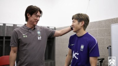 강인이 머리 왜 그래? 마침내 홍명보호 완전체! 이강인까지 합류...챔스 2연패 축하해 손흥민과 포옹